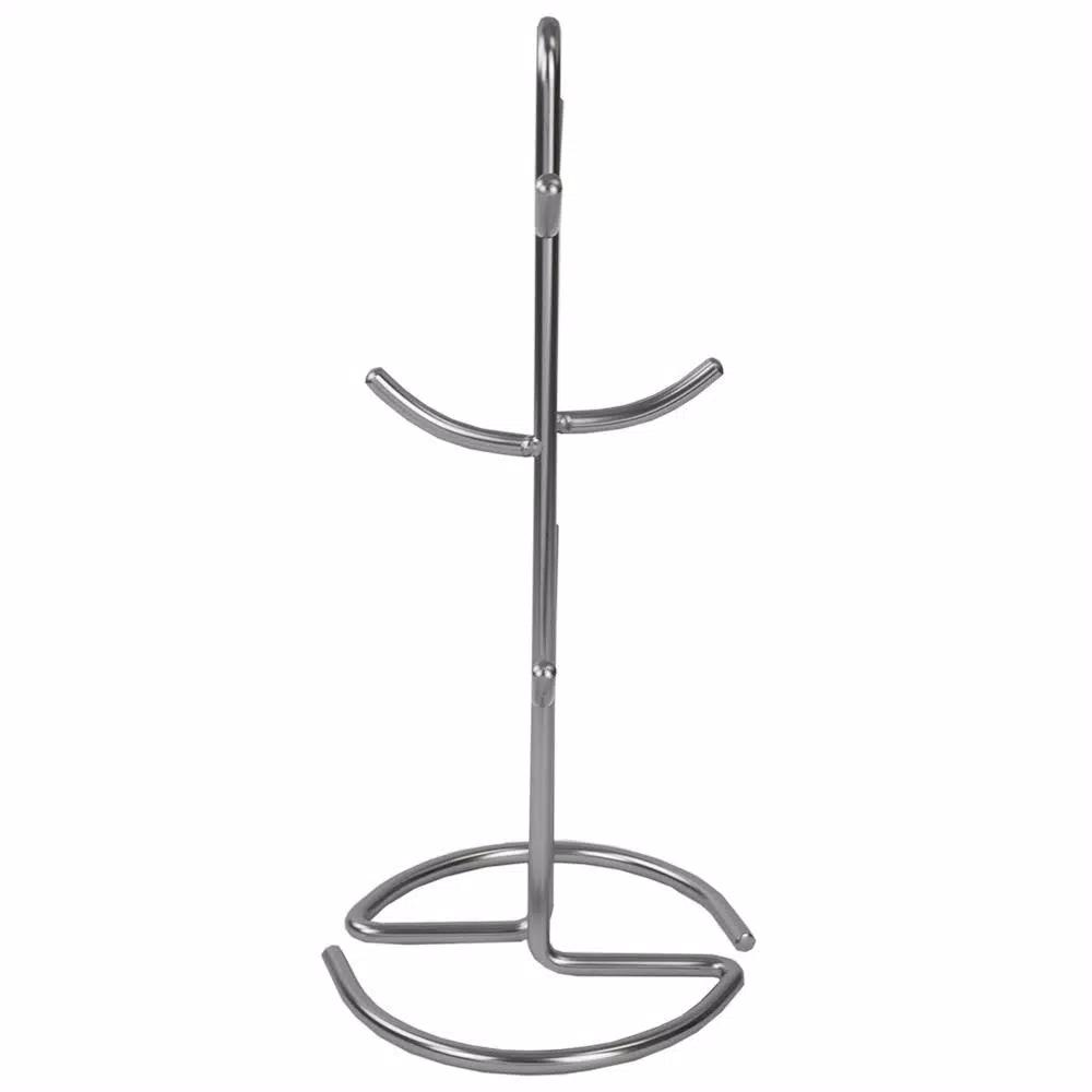 Home Basics Satin Nickel Metal Mug Tree Holder - 6 Hook Coffee and Tea Cup Display Rack