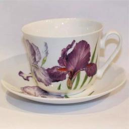 Unbranded Roy Kirkham Iris Floral Fine Bone China Breakfast Cup and Saucer Set (Set of 2) thumbnail 2