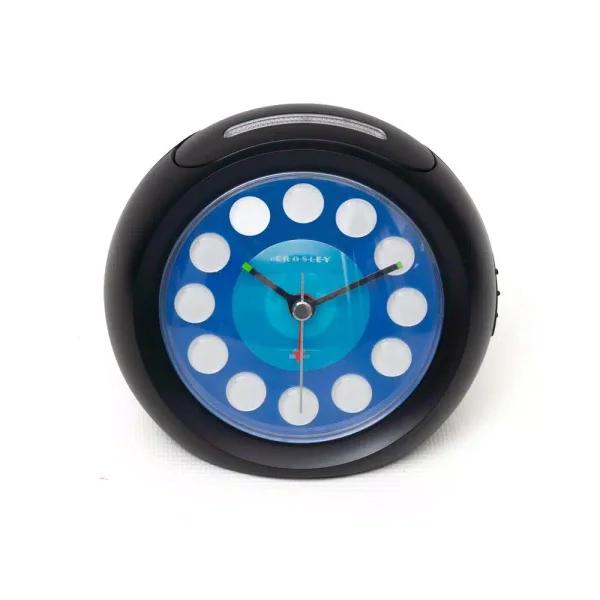 Crosley Vintage Modern Ball Analog Alarm Clock with Night Light and USB Charging Port - Black