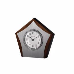 Bulova Orion Gloss Brown Cherry Solid Hardwood Table Clock with Silver Waterfall Bezel thumbnail 2