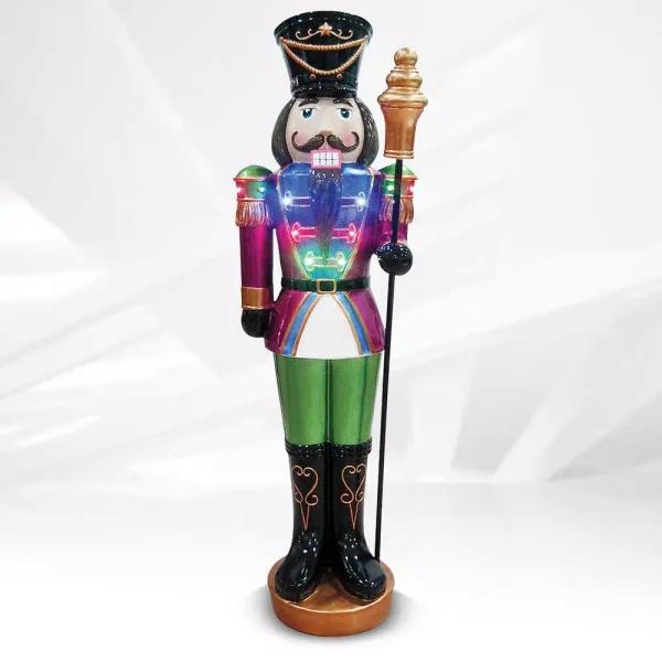 HOLIDYNAMICS HOLIDAY LIGHTING SOLUTIONS 44 in. Nutcracker with Scepter Resin Sculpture, Lighted Outdoor Christmas Decor
