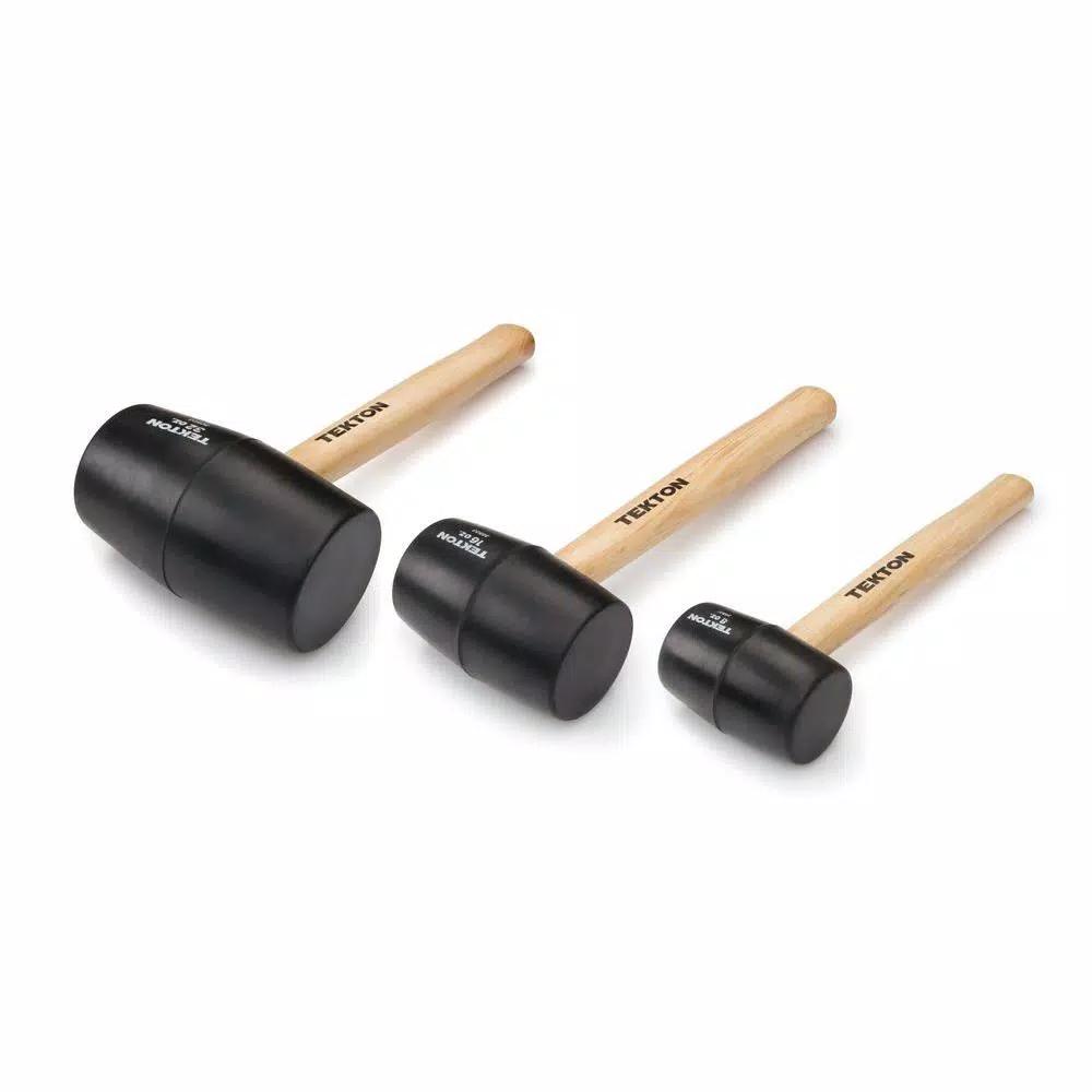 TEKTON 3-Piece Wood Handle Rubber Mallet Set (8, 16, 32 oz.)