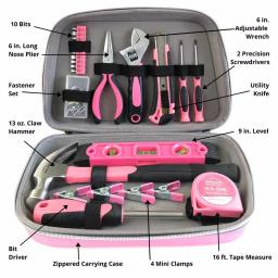 Apollo Tools 63-Piece Household Tool Kit in Stylish Pink Designer Case thumbnail 2