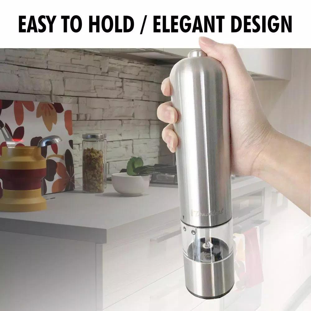 iTouchless Brushed Stainless Steel Electronic Salt and Pepper Mill Set, 2-Pack