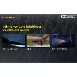 NITECORE EC22 1000 Lumens LED Flashlight with Infinite Variable Brightness and USB Rechargeable Battery thumbnail 4
