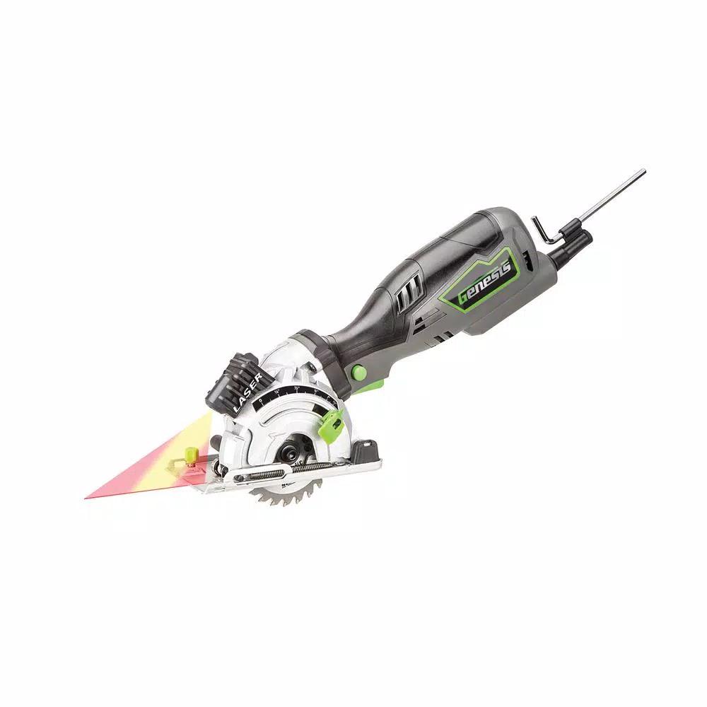 Genesis GPCS535K 3-1/2 in. 5.8 Amp Compact Plunge Circular Saw Kit with Laser and Accessories