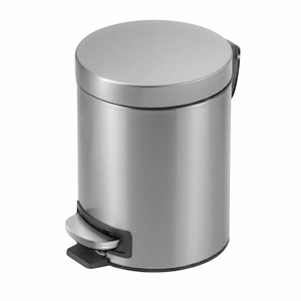 StyleWell 1.3 Gal. Stainless Steel Round Step On Trash Can with Soft Close Lid