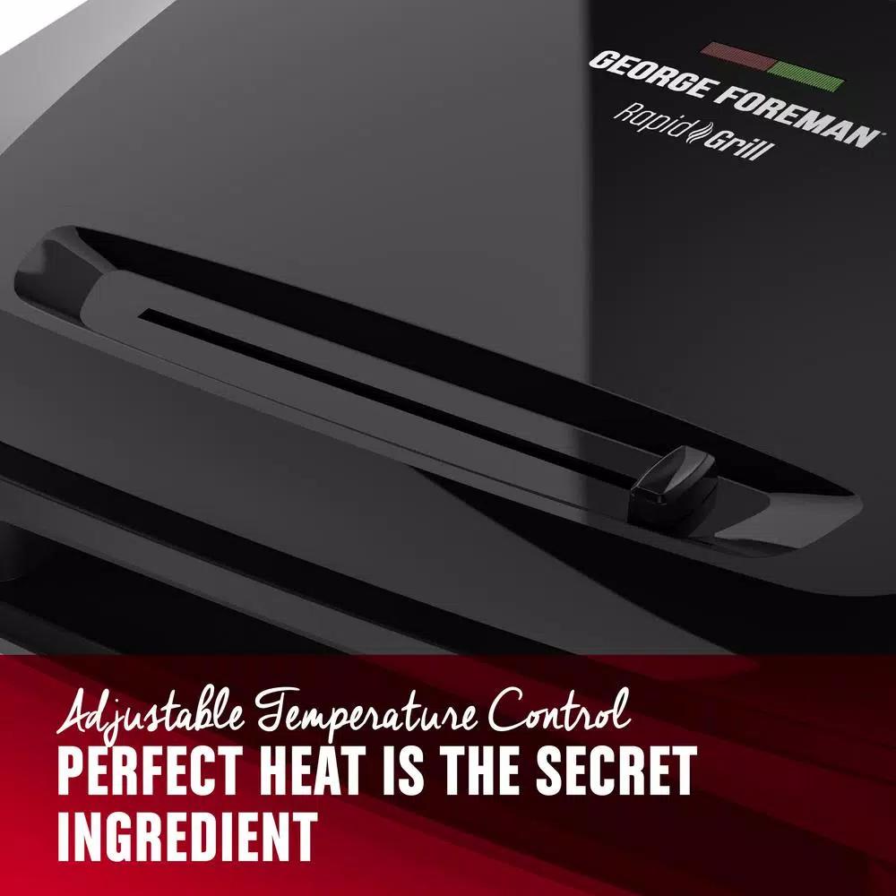George Foreman Rapid Grill Series 8-Serving Electric Indoor Grill and Panini Press, Black