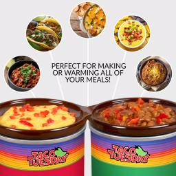 Taco Tuesday Mini Fiesta Dippers .65 Qt. Slow Cooker with Removable Ceramic Pot, Red thumbnail 9
