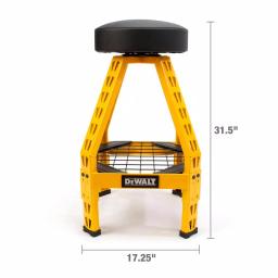 DEWALT Heavy-Duty Swivel Shop Stool with Storage Shelf, 300 lb Capacity, Steel Frame thumbnail 6