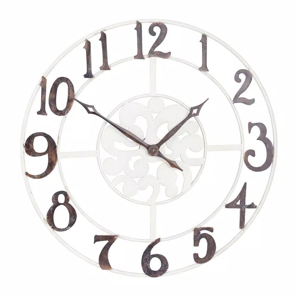Household Essentials Large 32-Inch Metal Numbers Wall Clock - Oversized Round Analog Wall Art