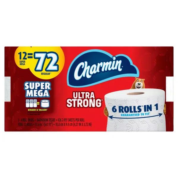 Charmin Ultra Strong 2-Ply Toilet Paper, 12 Super Mega Rolls