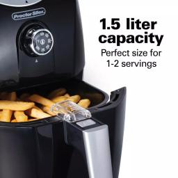Proctor Silex 1.58 Qt. Black Air Fryer, 900W Compact Countertop Fryer thumbnail 10