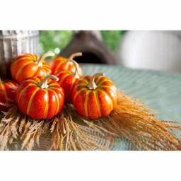 Flora Bunda 3 in. Dark Orange Foam Pumpkin Filler, Set of 8 - Fall Harvest Indoor Tabletop Decor thumbnail 3