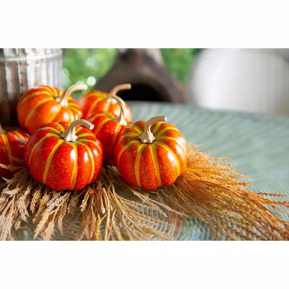 Flora Bunda 3 in. Dark Orange Foam Pumpkin Filler, Set of 8 - Fall Harvest Indoor Tabletop Decor