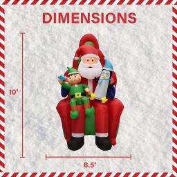 Fraser Hill Farm 10 ft. Pre-Lit Santa, Elf and Penguin Christmas Inflatable thumbnail 2