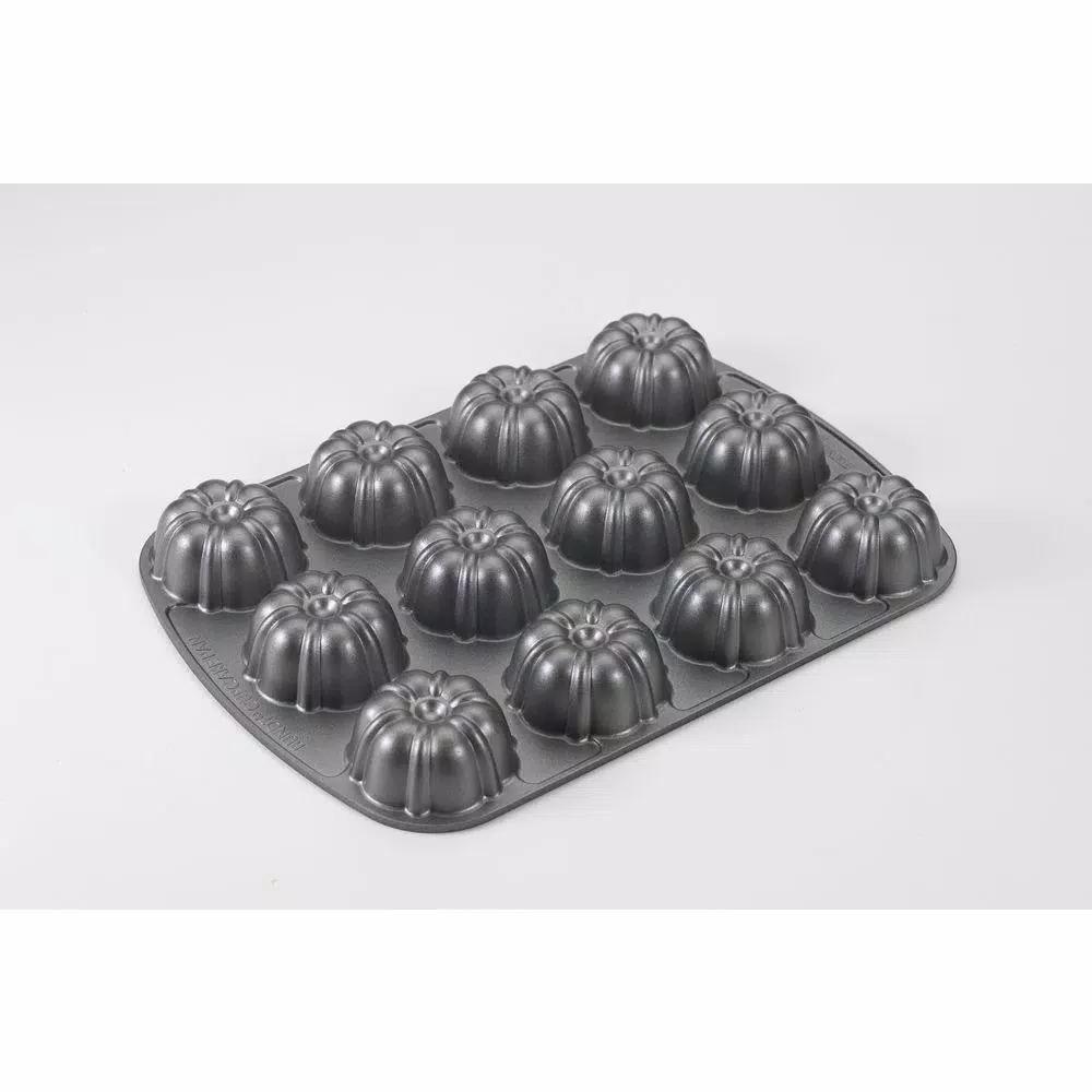 Nordic Ware Pro Cast Nonstick Fluted Bundt Brownie and Cupcake Pan, Aluminum