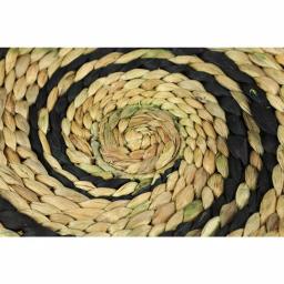 LITTON LANE Natural and Black Spiral Design Wicker Trays, Set of 3 thumbnail 4