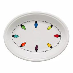 Fiesta White Ceramic Christmas Lights Medium Oval Platter, 11.625 in. thumbnail 1
