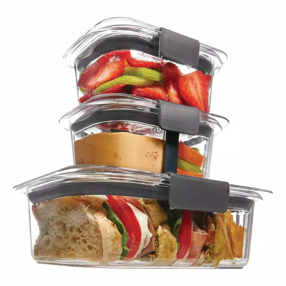 Rubbermaid Brilliance 6-Piece Food Storage Container Set, Leak-Proof Plastic Lunch Containers