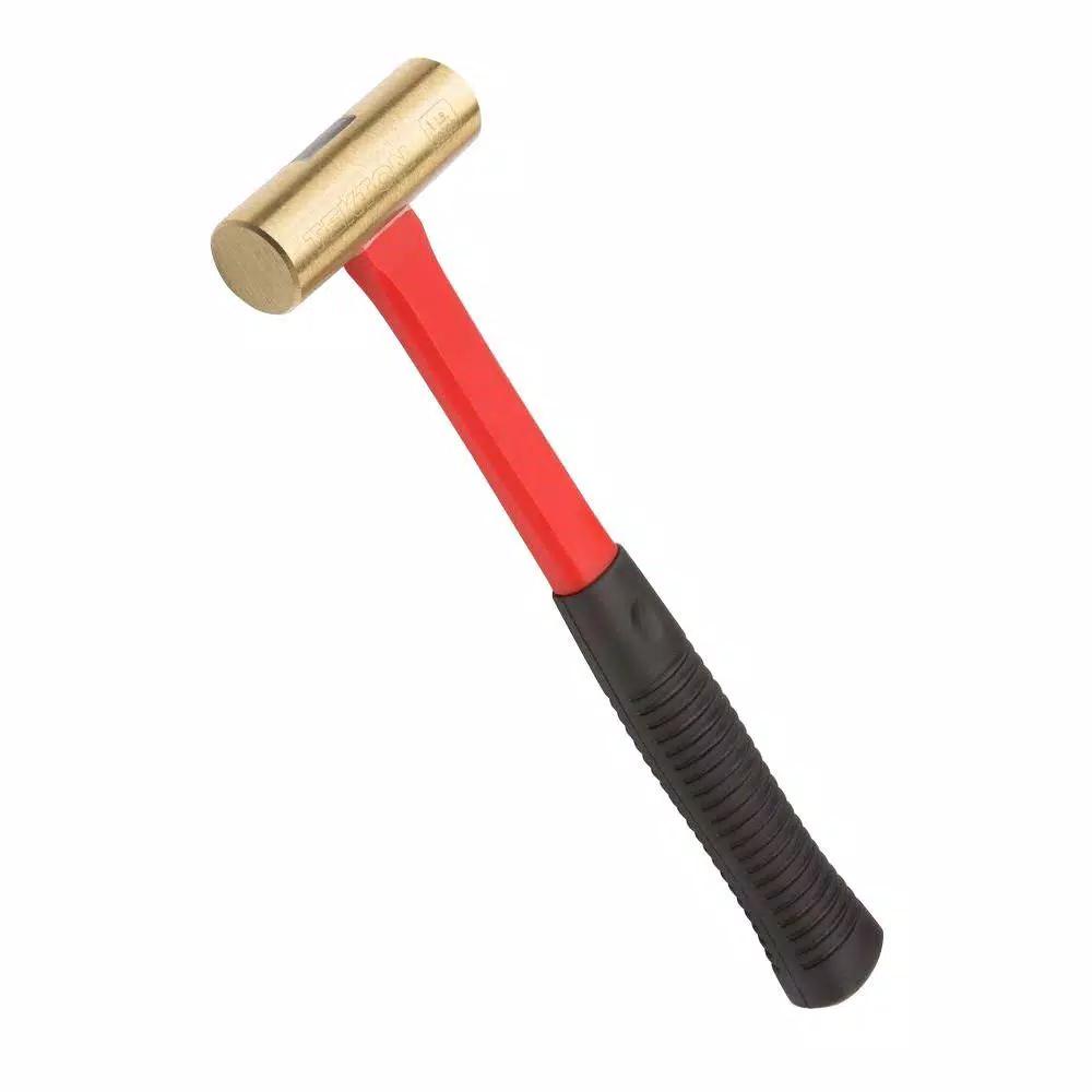 TEKTON 16 oz. Jacketed Fiberglass Brass Hammer, Non-Sparking Mallet