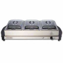Proctor Silex 6.6 Qt. Stainless Steel Buffet Server and Warming Tray with 3 Removable Pans thumbnail 1