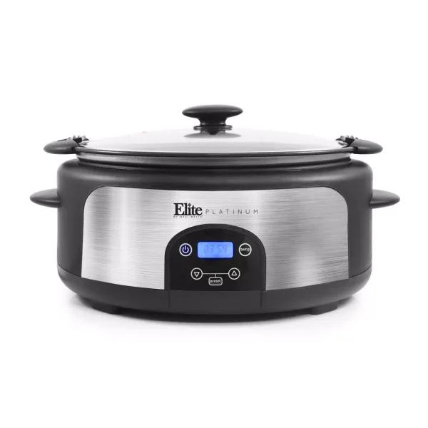 Elite Platinum 6 Qt. Programmable Slow Cooker with Locking Lid and Stainless Steel Finish