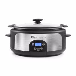 Elite Platinum 6 Qt. Programmable Slow Cooker with Locking Lid and Stainless Steel Finish thumbnail 1