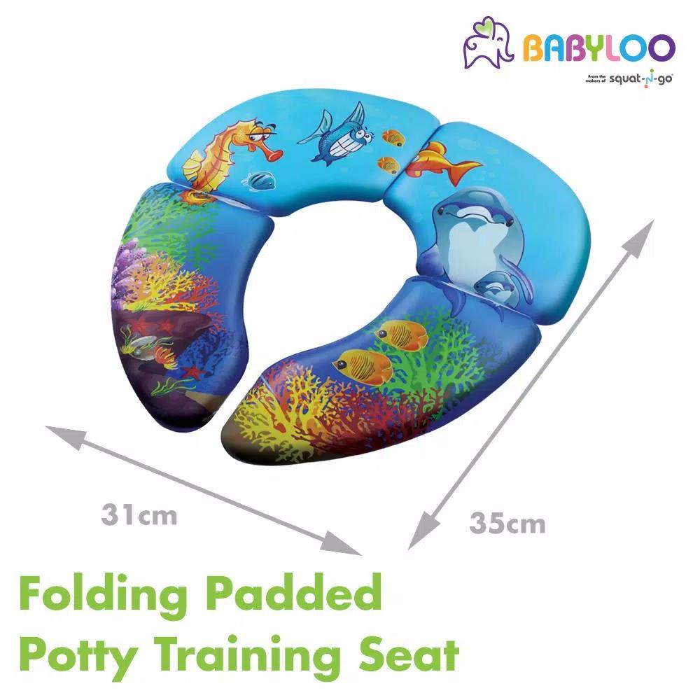 Babyloo Ocean Pattern Folding Cushioned Toilet Seat with Travel Bag for Toddlers