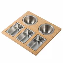 Kraus Workstation Kitchen Sink Accessory Set - Bamboo Serving Board & 5 Stainless Steel Prep Bowls thumbnail 2