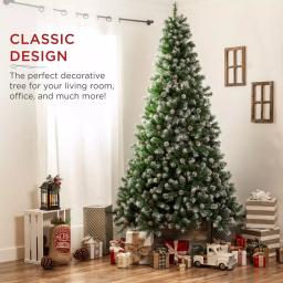 Best Choice Products 9 ft. Unlit Flocked Virginia Pine Artificial Christmas Tree with Pine Cones and Holly Berries thumbnail 2