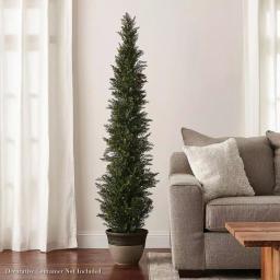 Pure Garden 72 in. Artificial Cedar Topiary with 9 in. Planter Pot thumbnail 5