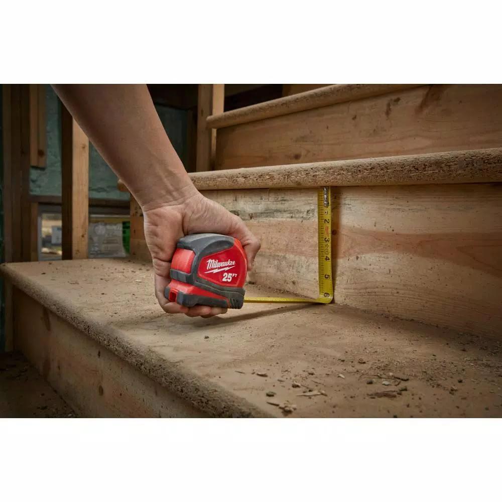 Milwaukee 25 ft. Compact Tape Measure and Jobsite Straight Scissors Set