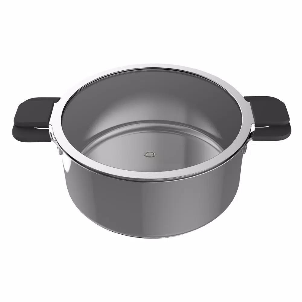 Ozeri 6-Piece Stainless Steel Induction Cookware Set with Patent-Pending Hands-Free Straining Glass Lids