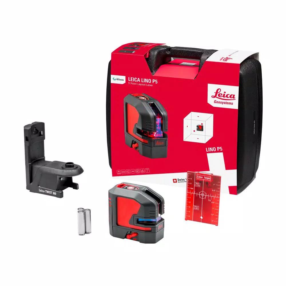 Leica Lino P5 Point Laser Level, 5-Point Red Laser for Professional Plumbing and Alignment