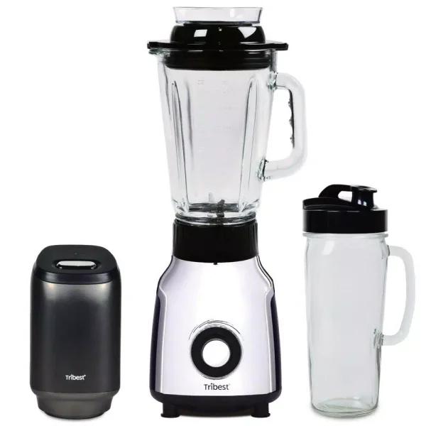 Tribest PBG-5001 Glass Personal Blender with Vacuum Technology, 4-Speed, Chrome