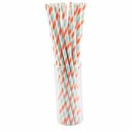 Sugar Plum Party SugarPum Citrus Collection 50-Piece Assorted Blue and Orange Disposable Paper Straws thumbnail 2