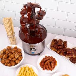 Nostalgia 3-Tier Stainless Steel Cascading Fondue Fountain with Auger-Style Flow thumbnail 2