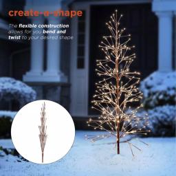 Alpine Corporation 6ft Frosty Flocked Brown Artificial Christmas Tree with Warm White LED Lights thumbnail 4