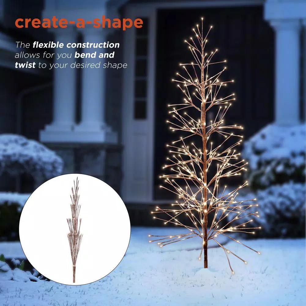 Alpine Corporation 6ft Frosty Flocked Brown Artificial Christmas Tree with Warm White LED Lights