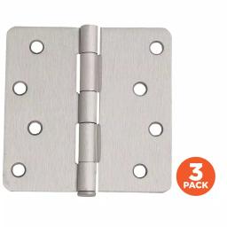 Design House 4 in. x 1/4 in. Radius Satin Nickel Steel Door Hinge Value Pack (3-Pack) thumbnail 5