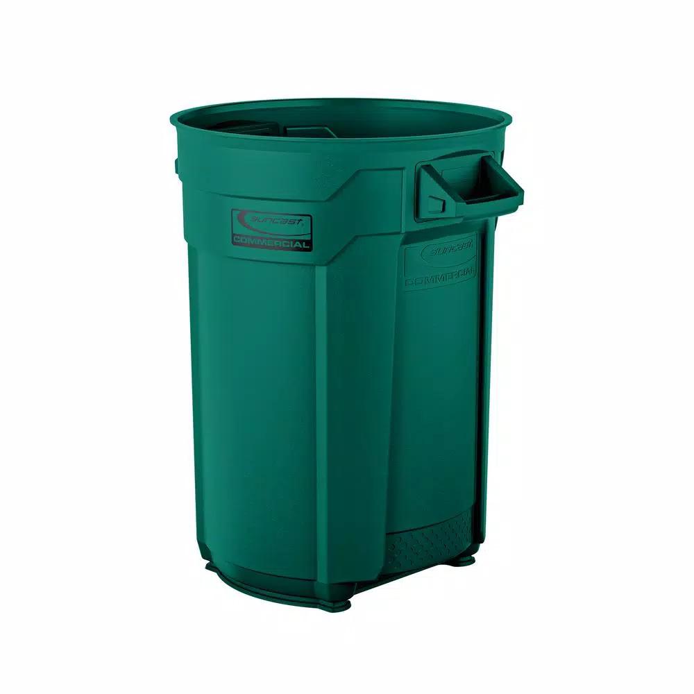 Suncast Commercial Suncast 44 Gallon Commercial Heavy Duty Resin Trash Can, Dark Green