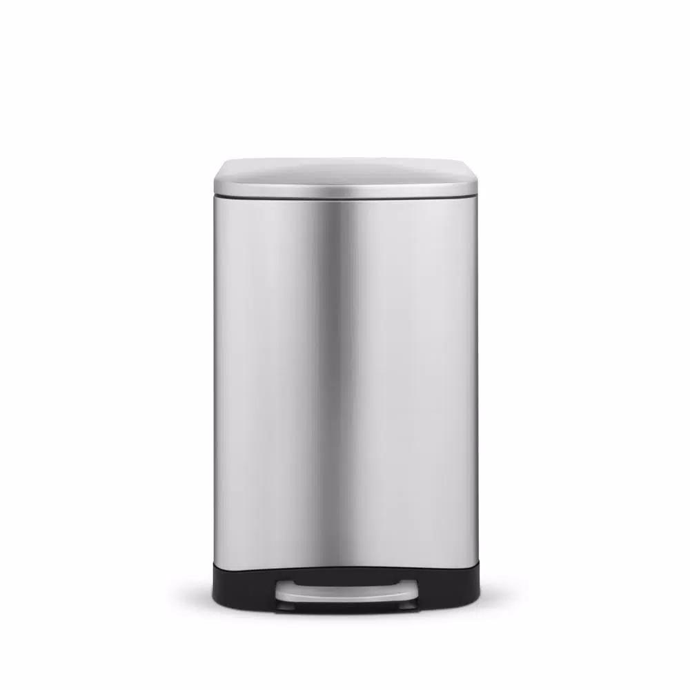 Innovaze 3.2 Gallon Brushed Stainless Steel Rectangular Step-On Trash Can with Fingerprint Resistant Finish