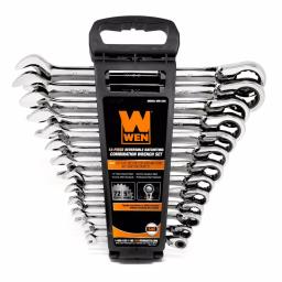 WEN 13-Piece SAE Reversible Ratcheting Combination Wrench Set with Storage Rack thumbnail 4