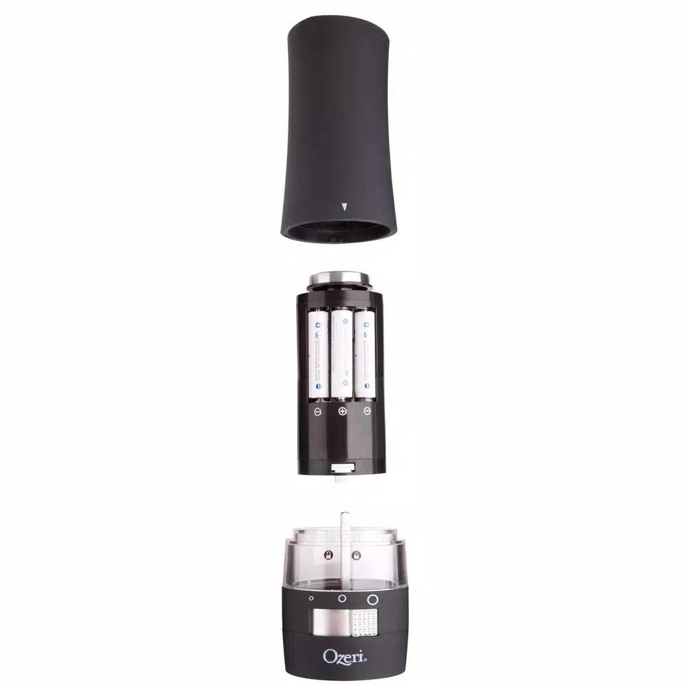 Ozeri Savore Soft Touch Electric Pepper Mill and Grinder, Adjustable Ceramic Mechanism, Black