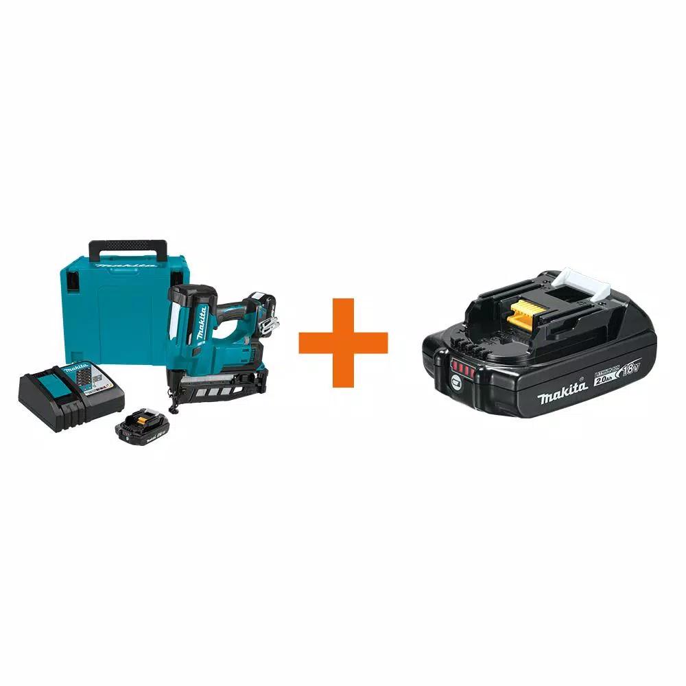 Makita 18V LXT Cordless 16-Gauge Straight Finish Nailer Kit (2.5 in.) with (2) 2.0 Ah Batteries & Charger