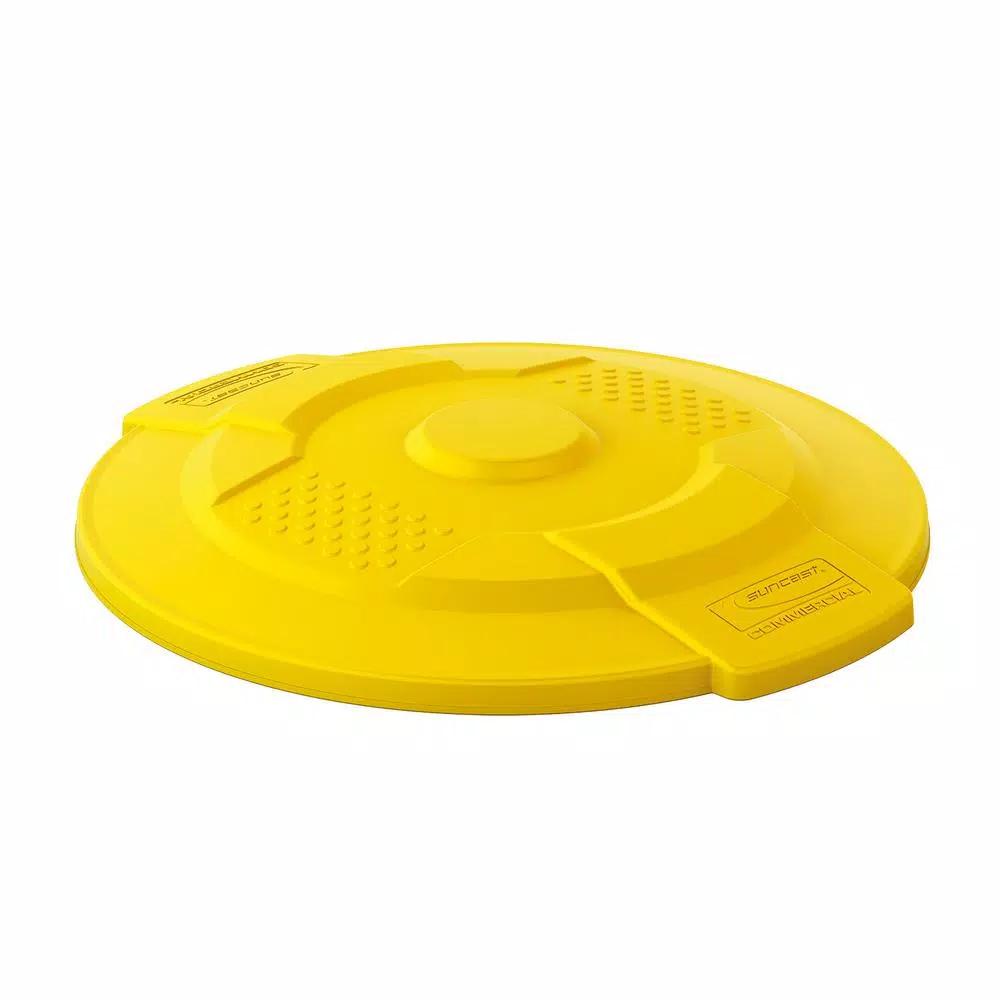 Suncast Commercial 32 Gal. Utility Trash Can Replacement Lid, Yellow