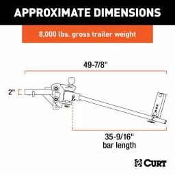 CURT TruTrack Weight Distribution System, 5,000 - 8,000 lbs. Capacity, 35-9/16" Bars thumbnail 4