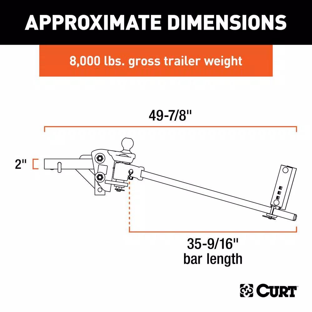 CURT TruTrack Weight Distribution System, 5,000 - 8,000 lbs. Capacity, 35-9/16" Bars