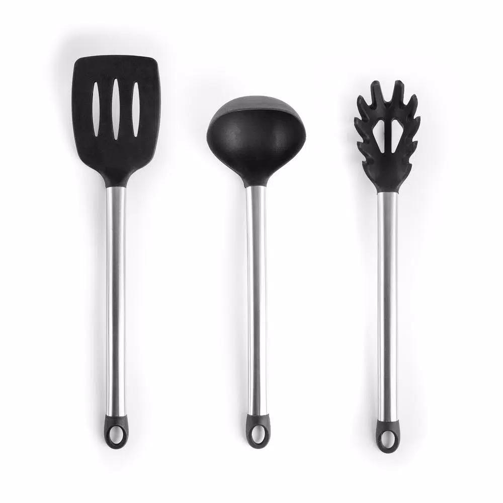 MegaChef 14-Piece Gray Silicone and Stainless Steel Kitchen Utensil Set